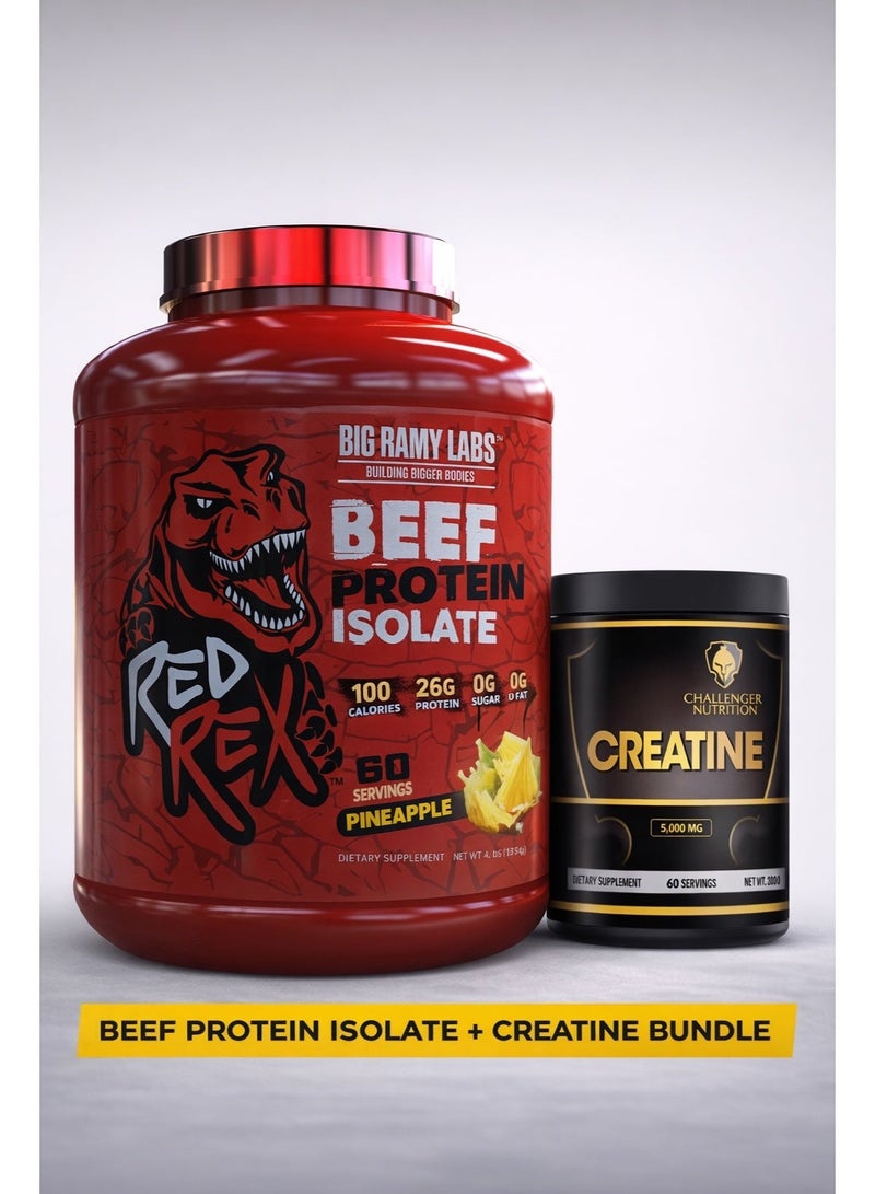 مختبرات رامي الكبرى REDREX Beef Isolate Pineapple 4LB + Challenger Creatine 300g Bundle - Image 1